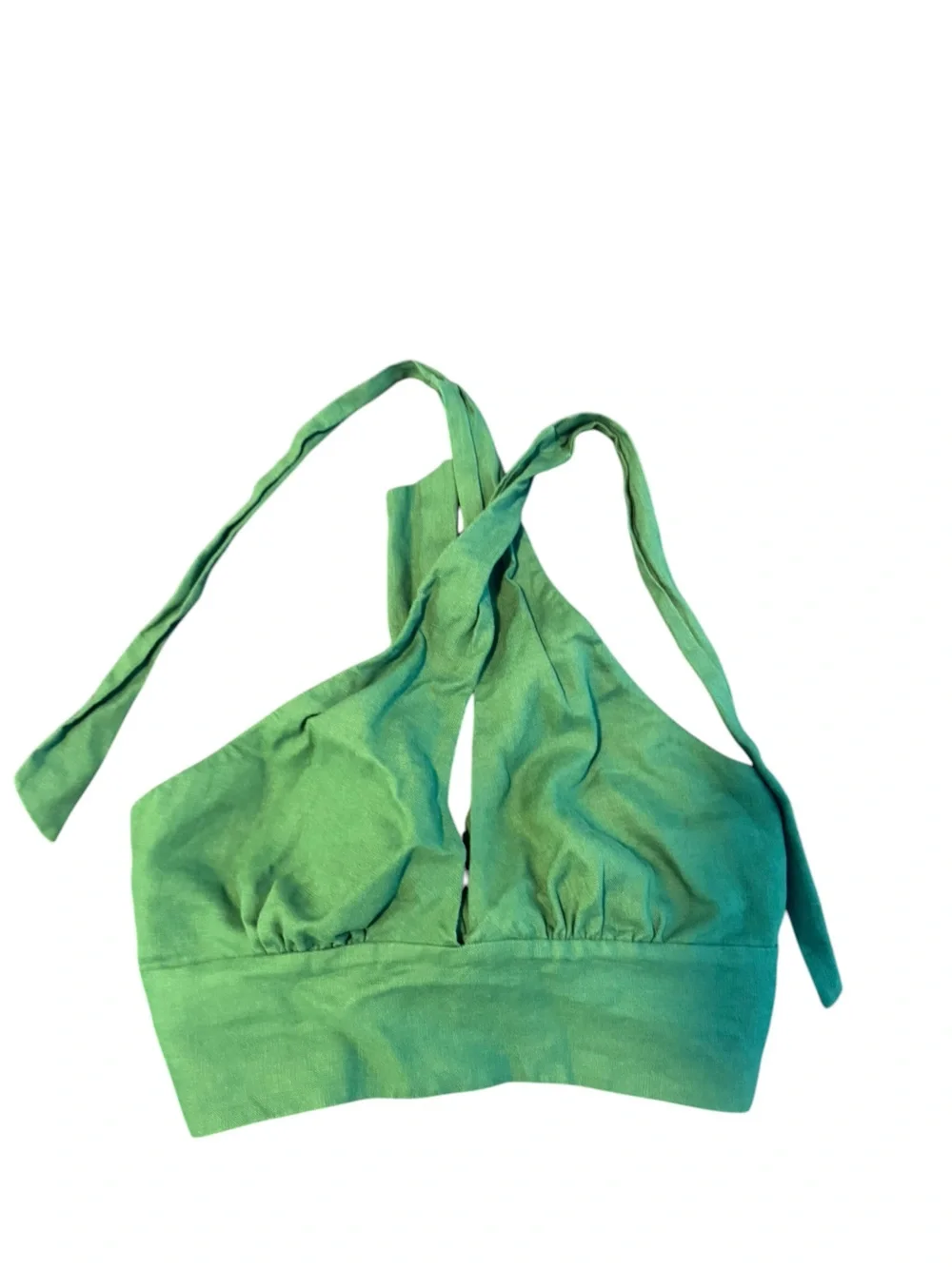 Reformation Kelly Green Linen Tulin Top & Skirt Set, Size 8 Top / Size 4 Skirt